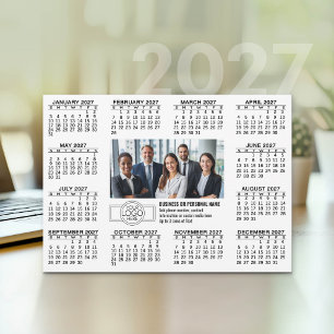 Tarjeta Festiva Calendario 2027 con logotipo Información de contac