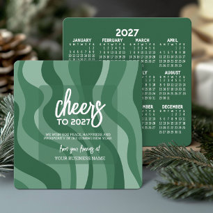 Tarjeta Festiva Calendario 2027 Curvas Orgánicas Logo Empresarial