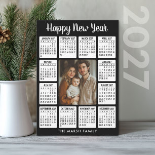 Tarjeta Festiva Calendario 2027 - Foto vertical en el centro