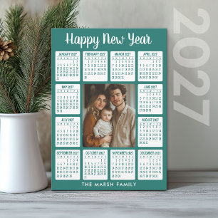 Tarjeta Festiva Calendario 2027 - Foto vertical en el centro