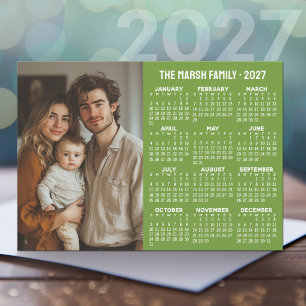 Tarjeta Festiva Calendario 2027 - Foto y Texto Modernos