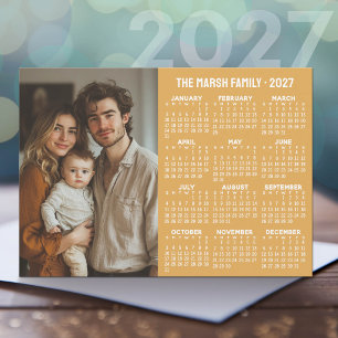 Tarjeta Festiva Calendario 2027 - Foto y Texto Modernos