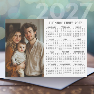Tarjeta Festiva Calendario 2027 - Foto y Texto Modernos