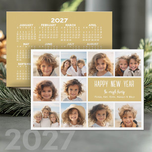 Tarjeta Festiva Calendario 2027 Gold HNY - 10 Fotos