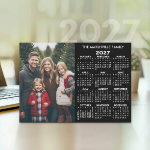 Tarjeta Festiva Calendario 2027 - Vista anual moderna con foto