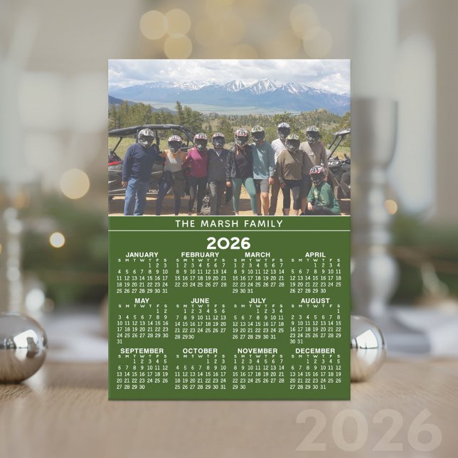 Tarjeta Festiva Calendario con Foto - Vista Anual Completa (2026 Calendar Card)