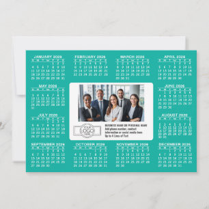 Tarjeta Festiva Calendario con información de contacto del logo