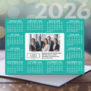 Tarjeta Festiva Calendario con información de contacto del logotip