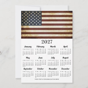 Tarjeta Festiva Calendario de 12 meses de la bandera estadounidens