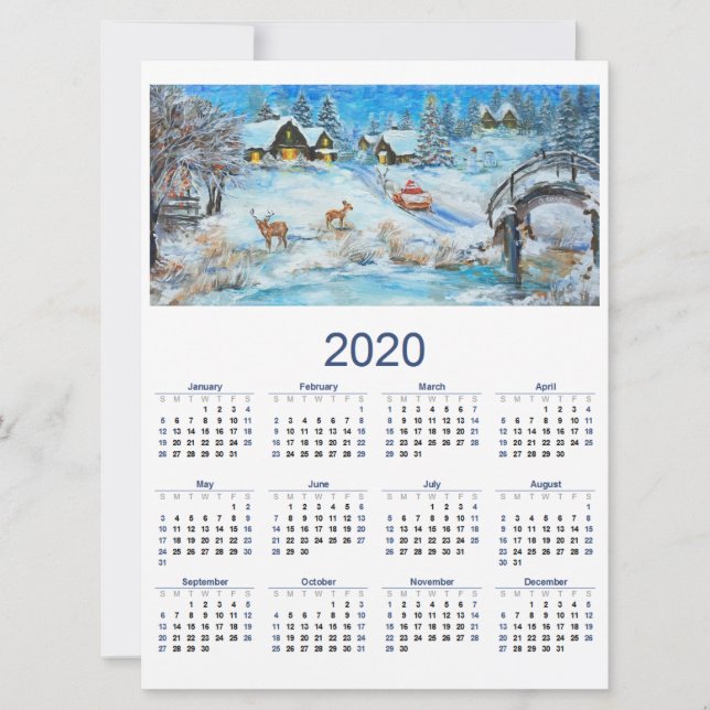 Tarjeta Festiva Calendario de 2020 (Anverso)