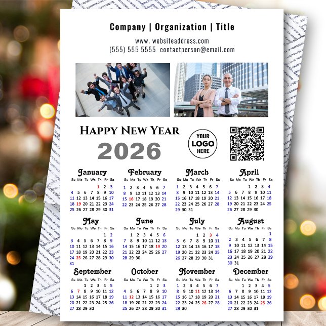 Tarjeta Festiva Calendario de 2026 Empresa 2 Logo fotográfico QR M (Subido por el creador)