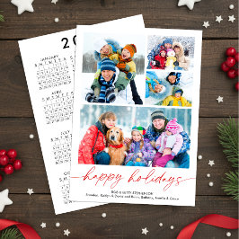 Tarjeta Festiva Calendario de 4 Fotos Felices Fiestas con Letra Mi