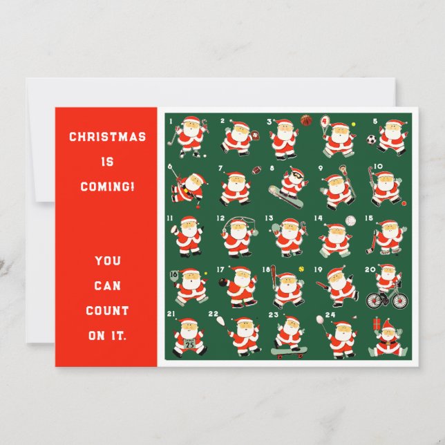 Tarjeta Festiva Calendario de adviento de navidades (Anverso)