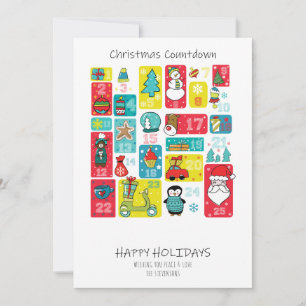 Tarjeta Festiva Calendario de Adviento estilo dibujo animado de Na