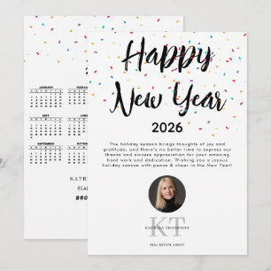 Tarjeta Festiva Calendario de Año Nuevo 2026 del agente inmobiliar