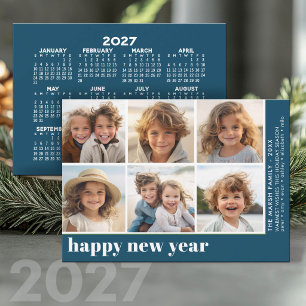 Tarjeta Festiva Calendario de Año Nuevo 2027 con 6 fotos desplazad