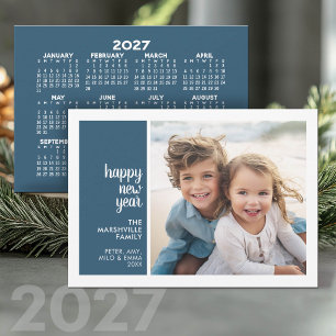 Tarjeta Festiva Calendario de Año Nuevo Mínimo 2027 - 1 Foto
