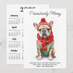 Tarjeta Festiva Calendario de Bulldog Francés 2027 Navidades Amant