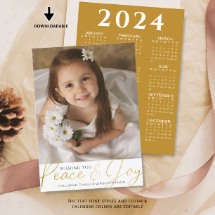 Tarjeta Festiva Calendario de fotos con guión de PAZ Y ALEGRÍA de