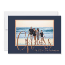 Calendario de Fotos de Año Nuevo Moderno Azul y Do