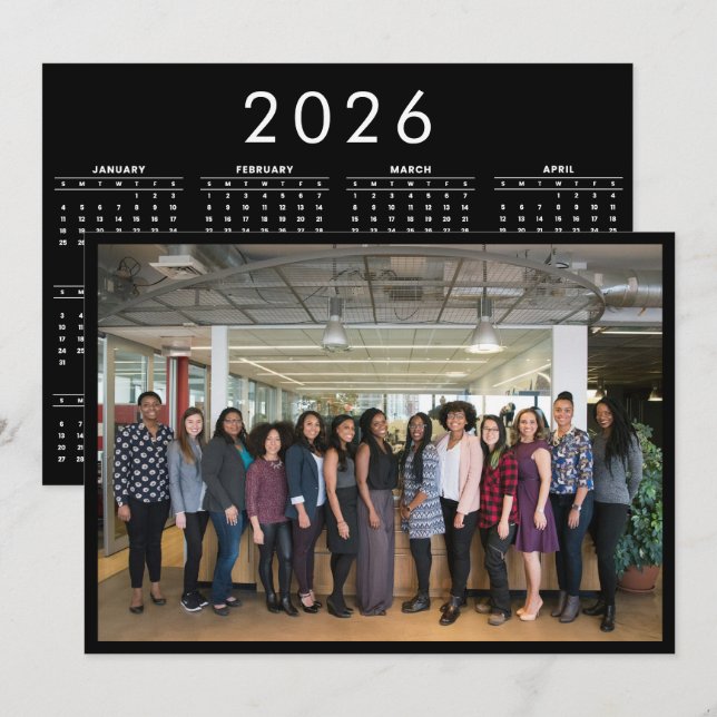 Tarjeta Festiva Calendario de la Mesa del Calendario de 2026 Años  (Anverso / Reverso)