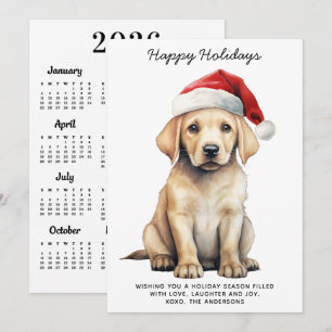Tarjeta Festiva Calendario de Labrador Amarillo 2027 Perro Amante