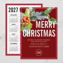 Calendario de Logotipo Empresarial Holly Tree Feli