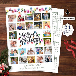 Tarjeta Festiva Calendario de navidades 24 Collage de fotos 2026