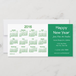 Tarjeta Festiva Calendario de negocios 2016, por Janz Happy New Ye