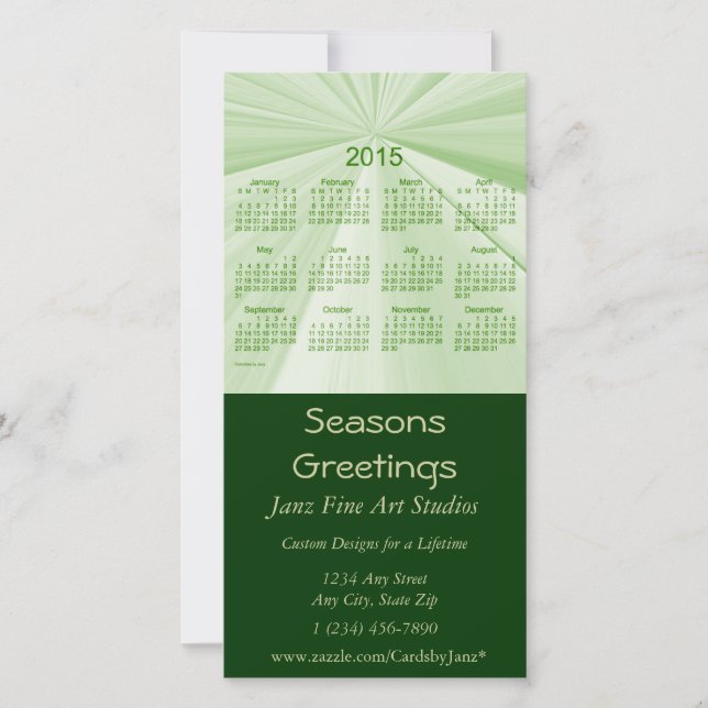 Tarjeta Festiva Calendario de negocios de Seasons Greetings 2015 (Anverso)