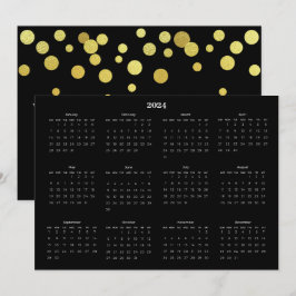 Tarjeta Festiva Calendario de saludo festivo de negro y dorado bla