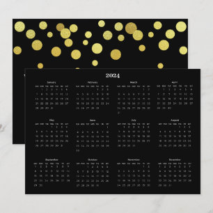 Tarjeta Festiva Calendario de saludo festivo de negro y dorado bla