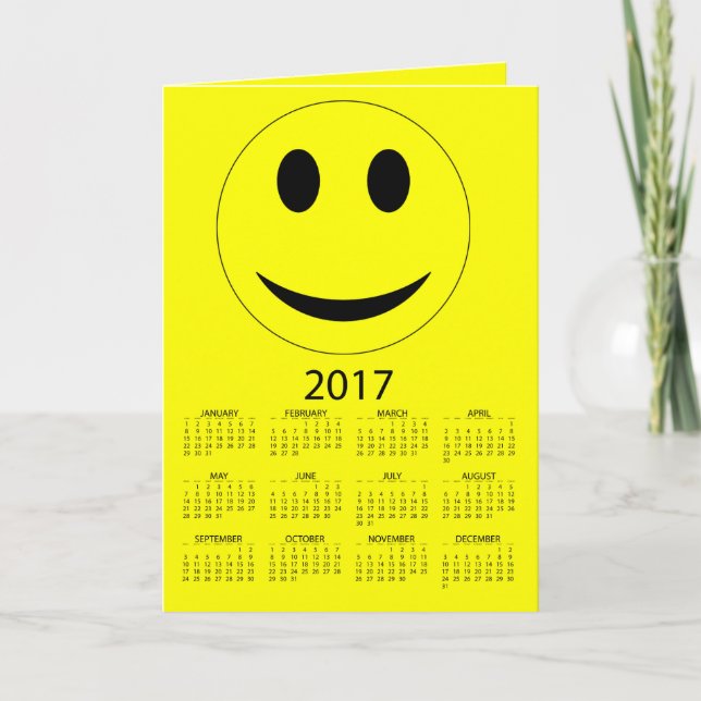 Tarjeta Festiva Calendario divertido de la Feliz Año Nuevo 2017 (Anverso)