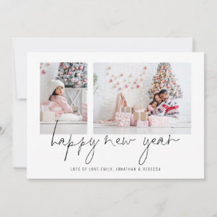 Tarjeta Festiva Calendario elegante de Año Nuevo 2027 con 2 fotos