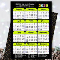 Calendario Empresarial 2026 Verde Negro Minimalist