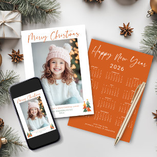 Tarjeta Festiva Calendario fotográfico 2026 de Navidades Naranjas