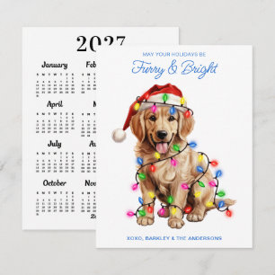 Tarjeta Festiva Calendario Furry & Bright 2027 Perro Retriever Dor