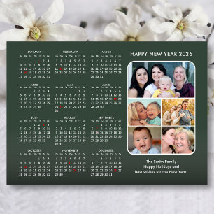 Tarjeta Festiva Calendario Minimalista 2026 de Modern Sage Green 5
