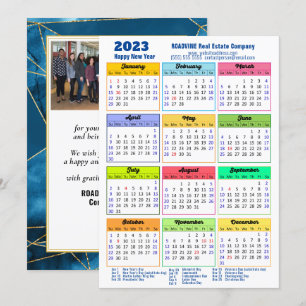 Tarjeta Festiva Calendario moderno 2023 Foto de negocios azul geom