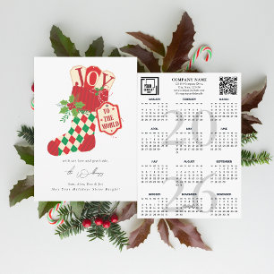 Tarjeta Festiva Calendario Navideño Rústico Alegría para el Mundo