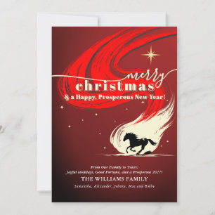 Tarjeta Festiva Calendario Occidental de Caballo Próspero 2026 de