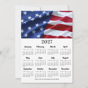 Tarjeta Festiva Calendario patriótico de EE. UU. de 12 meses con b