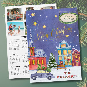 Tarjeta Festiva Calendario Personalizado de 6 Fotos Festivas 2027 