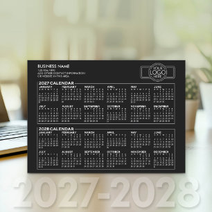 Tarjeta Festiva Calendario Simple 2027 2028 - Logotipo e Informaci