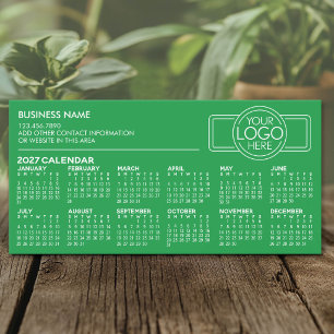 Tarjeta Festiva Calendario Simple 2027 con Logotipo e Información
