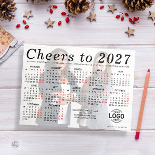 Tarjeta Festiva Calendario Simple de Foto con Logo Personalizado C
