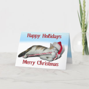 Tarjeta Festiva Cali, el Candy Cane Kitty