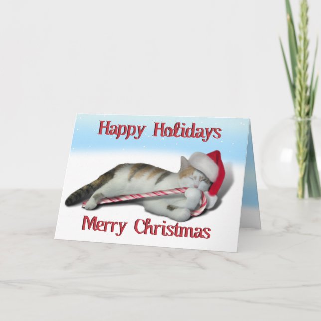 Tarjeta Festiva Cali, el Candy Cane Kitty (Anverso)