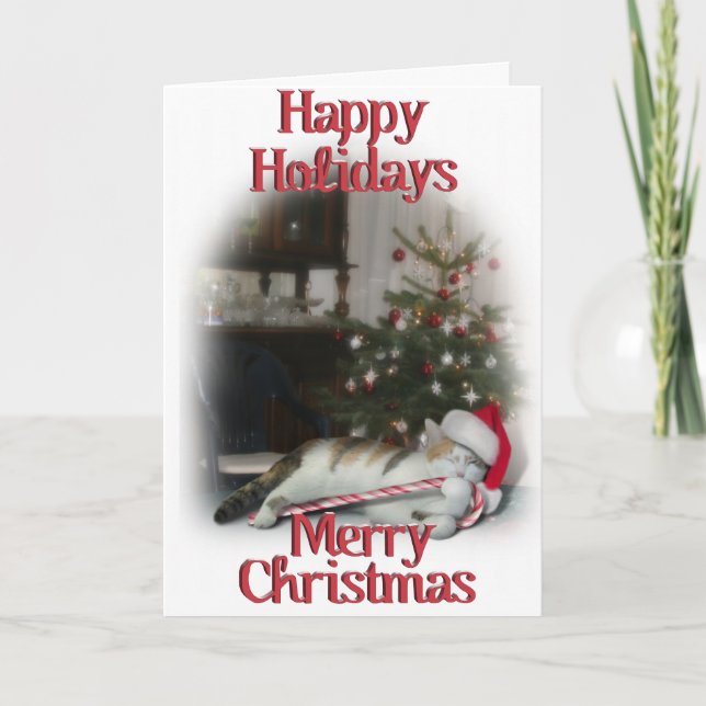 Tarjeta Festiva Cali, el Candy Cane Kitty (Anverso)