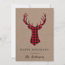 Cálido y acogedor Deer Kraft Plaid Navidades